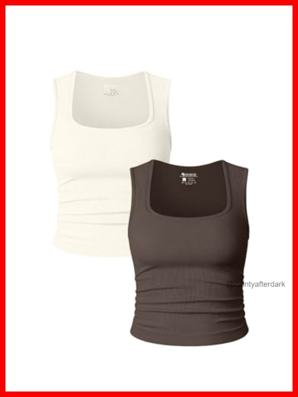 2 Piece Seamless Crop Tops Square Neck Slim Fit Tank Shirts